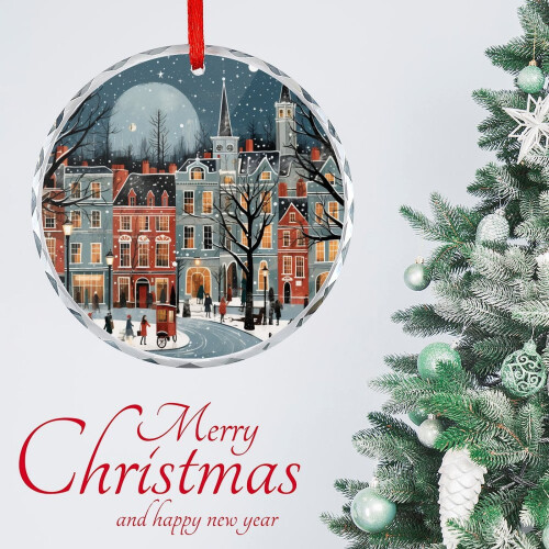 Dublin Christmas Crystal Glass Ornament Round 1pc 2