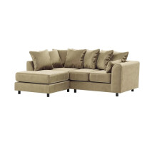 Plush Velvet 4 Seater Left Hand Corner Sofa Beige