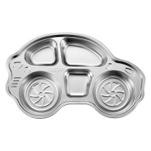 Stainless Steel Car-Shaped Divided Dinner Plates for Kids, 5-Compartment Snack & Fruit Tray – Compatible with Kids’ Feeding Needs