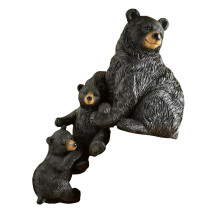 Niedliche Bärenfamilie aus Kunstharz, Miniaturfigur,-Schwarzbär