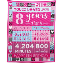 Pink Rose Birthday Blanket for 12-Year-Old Girls 50x60 Inch