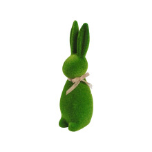 Flocked Rabbit Figurines (9", 11", 13.77") – Green Easter Bunnies with Bow Tie, Tabletop & Yard Decor