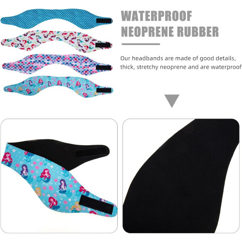 Adjustable Ear Protector Bathing Ear Cover Headband Neoprene Material Comfortable Sticky Closure 4Pcs 2