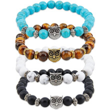 Eulen-Charm-Perlenarmband-Set – 4 Designs, Stretch-Passform