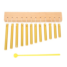 12 Note Wind Chime Metal Composite Wood Gold