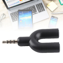 3.5mm 2-Female to 1-Male U-Shape Adapter Black