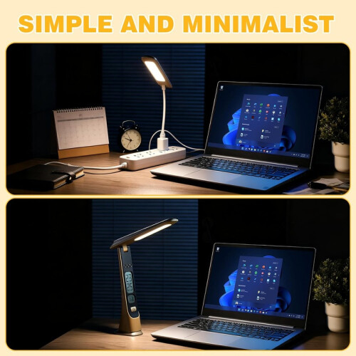 Lampe de bureau rechargeable à 3 couleurs, intensité variable, commande tactile, portable pour la lecture 2