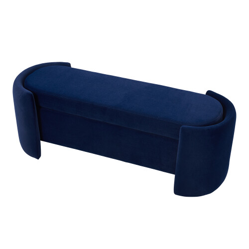 Living And Home 2 Seater Ottoman Storage Bench in Blue 2