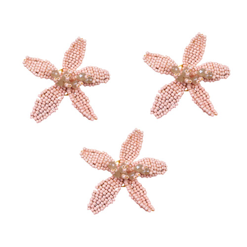 Perles faites à la main en forme de fleur, 3 pièces,-Rose