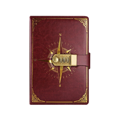 Lederkalender im A5-Format mit Schloss und Stift, Vintage-Stil 1