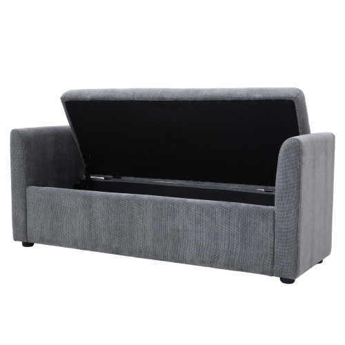 Living And Home Upholstered Storage Bench with 2 Pillow, Grey 2