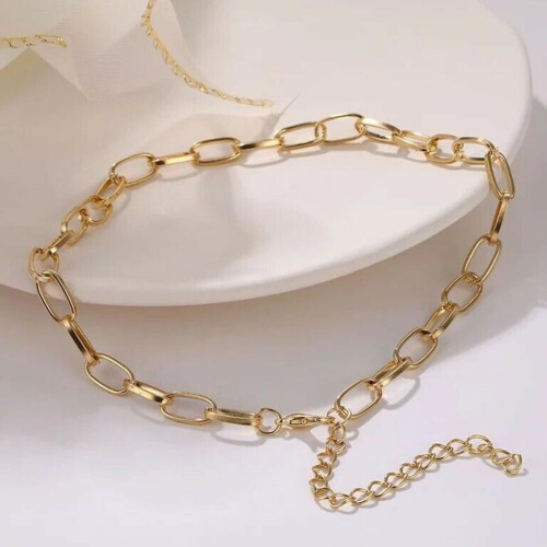 Chunky Thick Link Chain Choker Necklace Silver Gold Plated 1