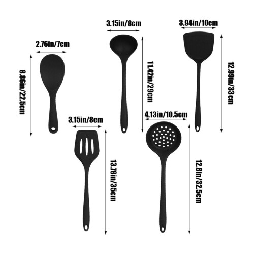 Set di utensili da cucina in silicone resistenti al calore, 5 pezzi 2