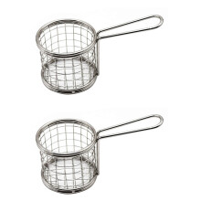 Conjunto de 2 Cestos para Fritar Batatas Fritas, Pequenos, em Aço Inoxidável, para Lanches