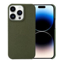 Tenké kožené puzdro na iPhone 16Pro Max, nárazuvzdorné, čierne