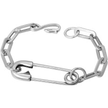 Safety Pin Chain Bracelet Paperclip Charm Silver Unisex 1