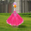 Roupa de Princesa Ganso Rosa Vermelha com Coroa de Cristal e Tutu 1