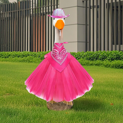 Roupa de Princesa Ganso Rosa Vermelha com Coroa de Cristal e Tutu
