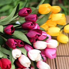 Bouquet de tulipes artificielles au toucher réaliste PU7 couleurs