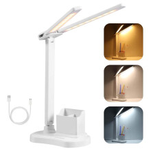 Lampe de bureau LED, 3 niveaux de luminosité, 3 couleurs, commande tactile, pliable et portable, pour la lecture et le travail de bureau