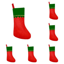 Christmas Stocking Red Green Gold Trim Felt 6PC