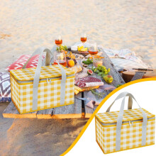 Cesta de picnic plegable, impermeable y con aislamiento térmico, bolsa portátil y resistente con asa, compatible con LWITHSZG, para actividades al