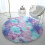 Round Floor Mat Blue Purple Rainbow Design Soft Plush Rug 1