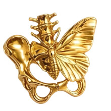 Unique Butterfly Spine Bone Shape Ring Stylish Finger Hoop-Gold