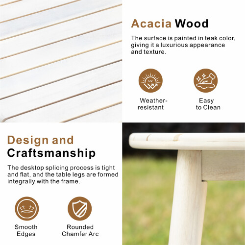 Naturally Sanded Acacia Wood Side Table 2