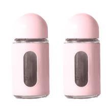 Lot de 2 salières et poivrières roses avec base en verre – Décoration de cuisine mignonne, remplissage et utilisation faciles, décoratives et