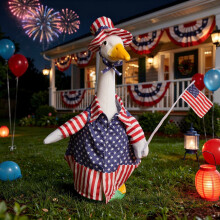 Tenue patriotique pour oie de porche, costume sur le thème du drapeau américain pour décoration de jardin de 58 cm, ornement de jardin du 4