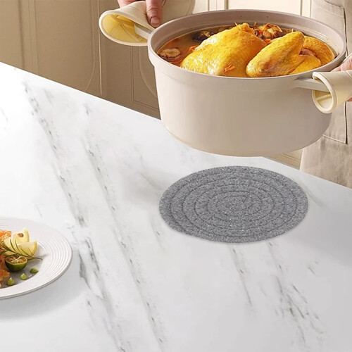 Cotton Rope Woven Placemat Set Grey 6 pcs + 1 shelf