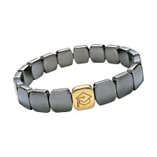 Bracelet élégant en perles d'hématite extensible sur le thème-Or