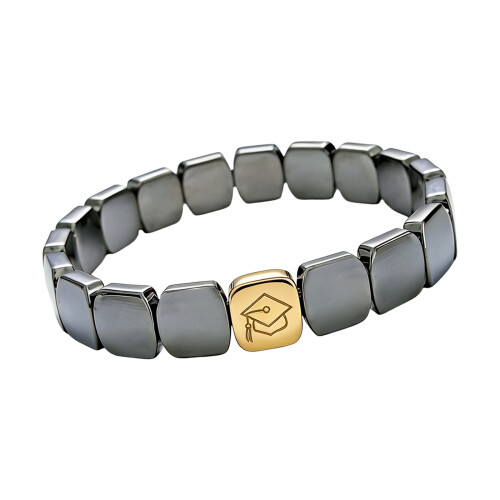 Bracelet élégant en perles d'hématite extensible sur le thème-Or