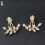 Women's Rhinestone Leaf Stud Earrings with Ear Jackets 1