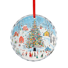 Colorful Whimsical Snowy Town Xmas Ornament – Holiday Decor & Gift Idea, Compatible with Christmas Trees