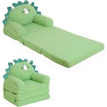 Kids Sofa, Sherpa Couch with Tri-Layer Foam Cushions, Comfy Seating for Kids Age 18 Months and Up, Green