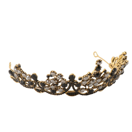 Black Crystal Crown Hair Decoration 1 Pc