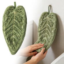 Leaf Shaped Hand Towel for Kitchen and Bathroom - Soft Absorbent Quick Drying Decorative Towel for Home Use Green