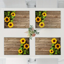 Sunflower Linen Placemats 12x18 inch 4 pcs