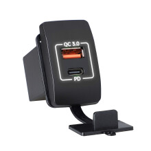 Integriertes Doppelport-Autoladegerät PD30W Typ C und 18W-Weiß