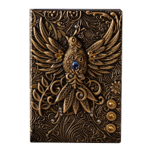 Vintage Leather Journal with Embossed Phoenix, 100 Lined