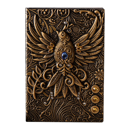 Vintage Leather Journal with Embossed Phoenix, 100 Lined