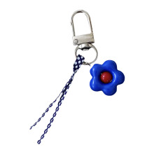 Alloy Acrylic Flower Keychain Stylish Decoration In-Dark Blue
