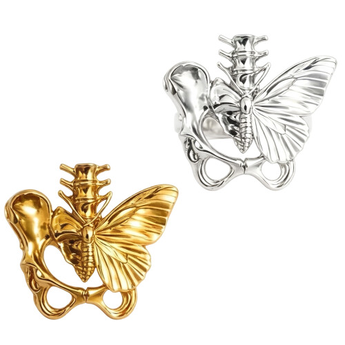 Playful Butterfly Figure Ring Modern Alloy Statement-Silver 1
