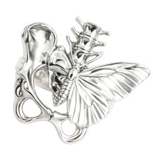 Playful Butterfly Figure Ring Modern Alloy Statement-Silver
