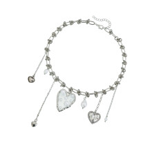 Chic And Playful Heart Pearls Necklace With Adjustable Length