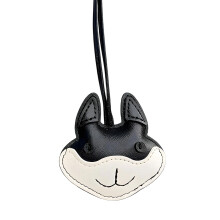 Adorable Husky Shaped Key Ring PU Leather Craftsmanship-Black