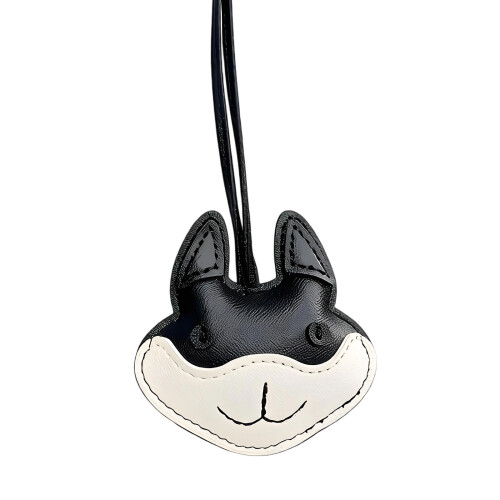 Adorable Husky Shaped Key Ring PU Leather Craftsmanship-Black