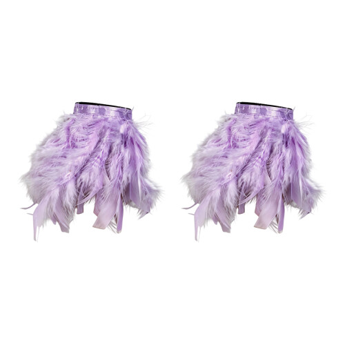 2 Pieces Bohemian Style Feather Bracelets Handmade-light grape